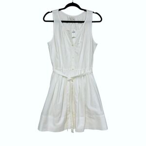 Gap White Fit & Flare Sundress, Size 10, Shirtdress Dobby Weave w Stripes NEW